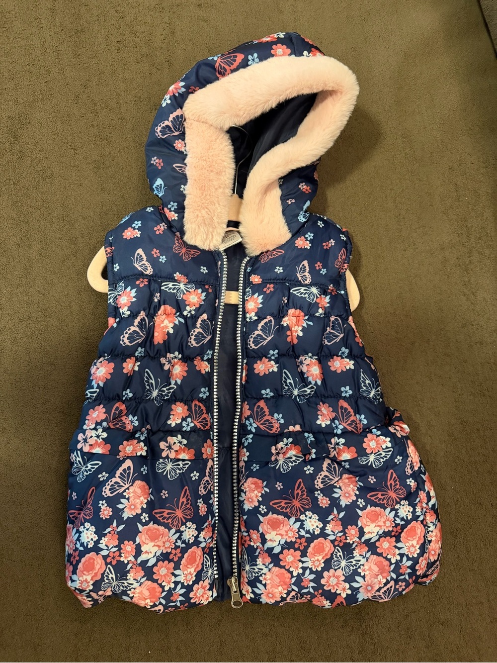 Little Lass Navy Girls Puffer Vest with Hood